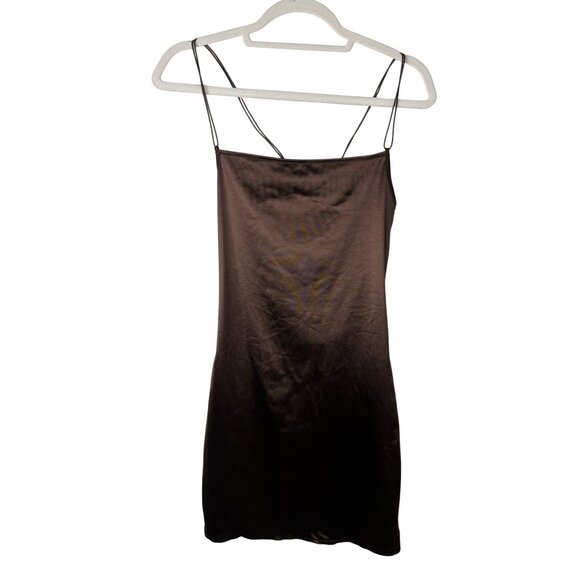 H and M Dress Womens Size Medium Sleeveless Satin Mini Brown Short Party Divided - Picture 1 of 12